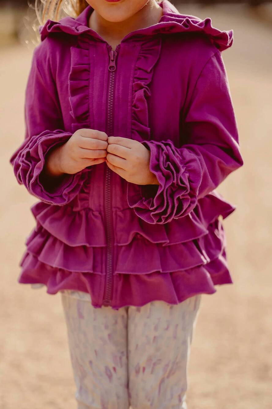 NEW PETE + LUCY ruffle hoodies in raspberry